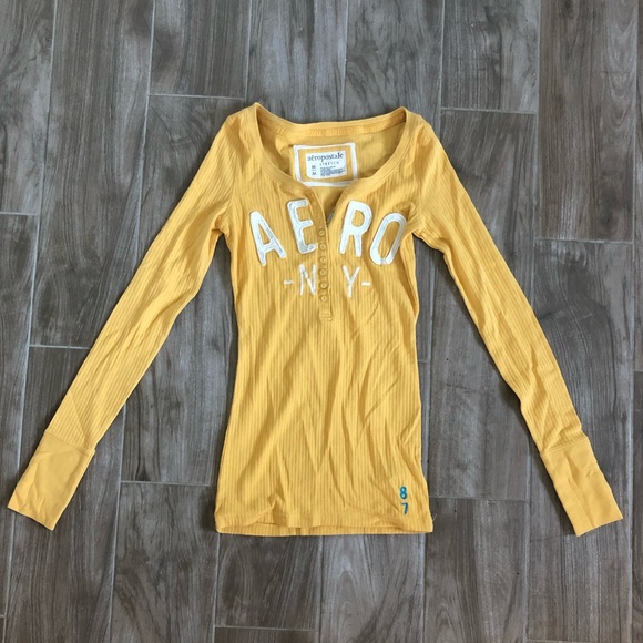 Aeropostale Tops - Aero long sleeve yellow t shirt medium
